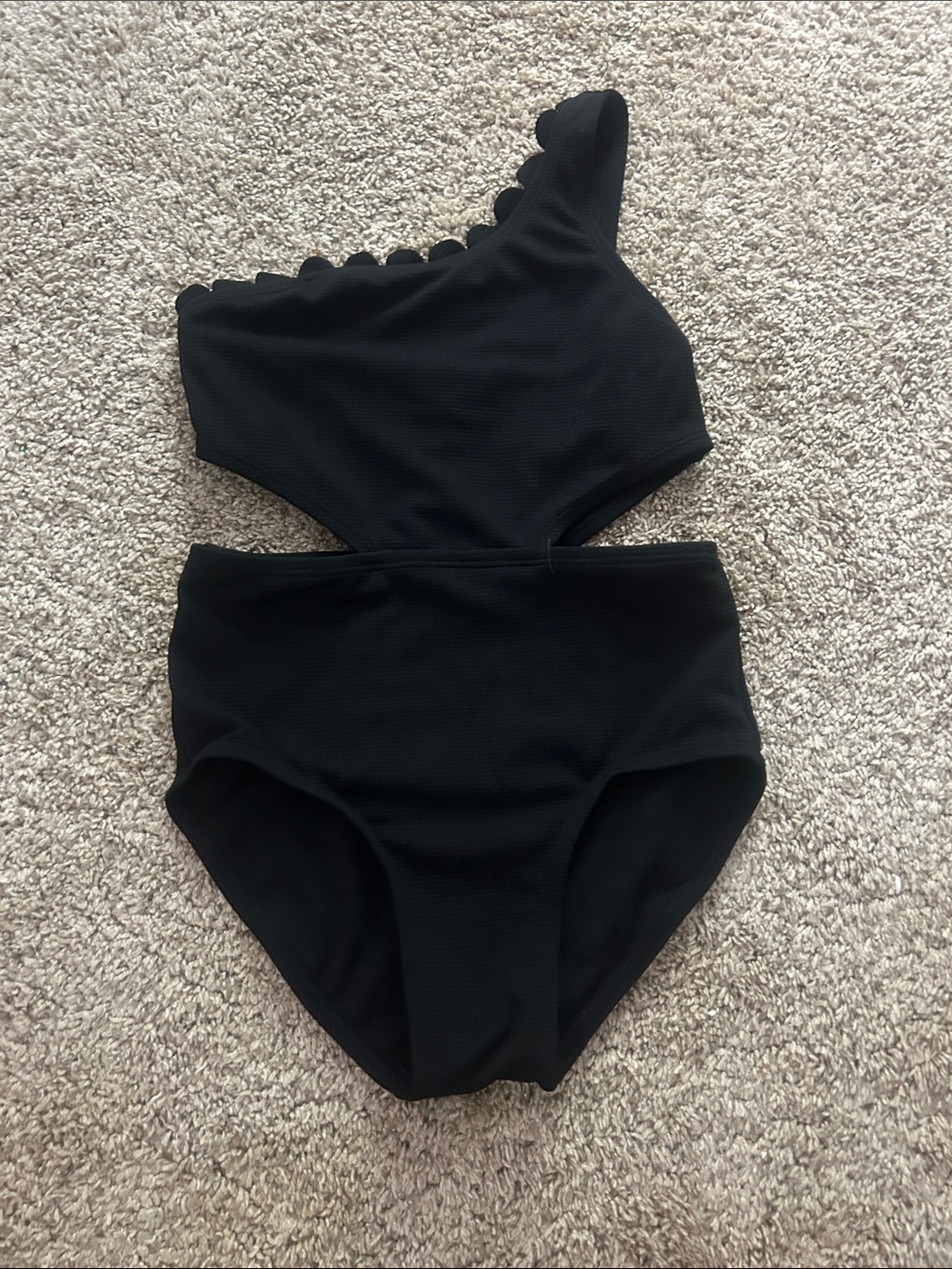 art class Black One-Shoulder Cutout Kids One-Piece Swimsuit